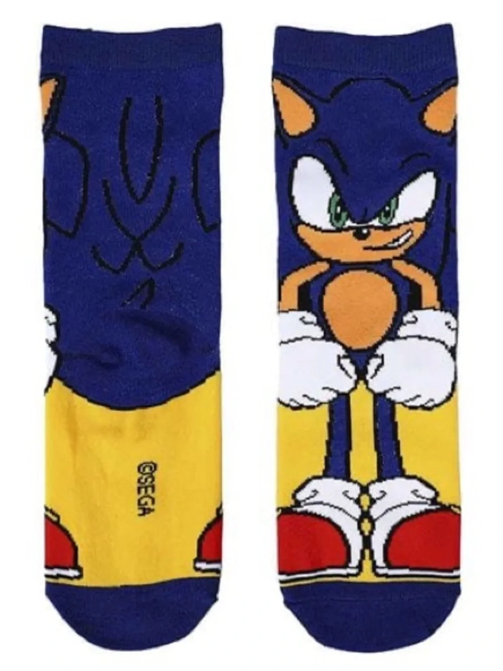 Bioworld Sonic The Hedgehog Character Crew Socks - Blue, Yellow, Red
